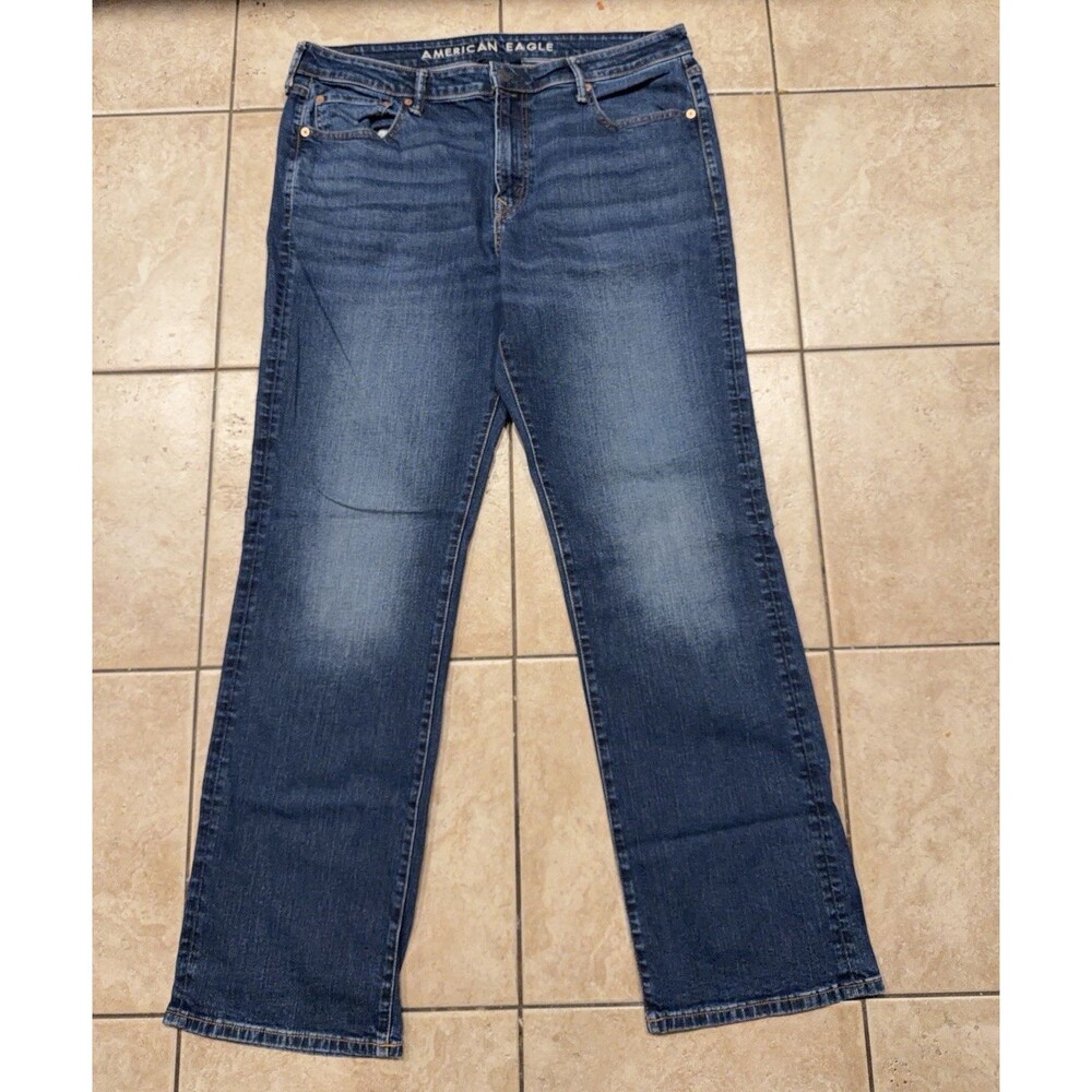American Eagle Jeans Mens 36x34 Original Bootcut Airflex Blue Denim Whiskers